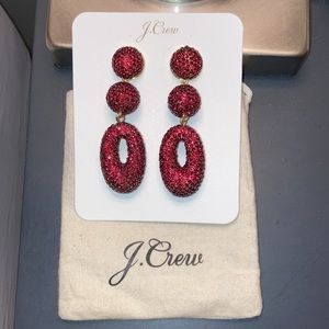 J Crew Red ❤️❤️ Triple Crystal Drop Earrings NWT SOLD OUT Valentine’s Christmas